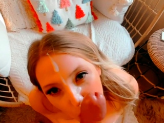 Pov homemade amateur facial cumshot and blowjob