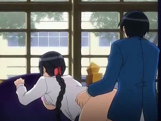 Anime maid rides big penis...