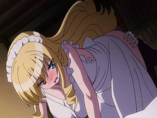 Blonde hentai maid gets licked and fucked from behind