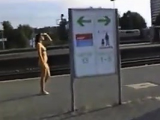 Exhibitionist In Public At A Train Station