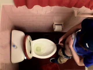 Gays Penis Hairy Unloading In The Toilet Bowl...