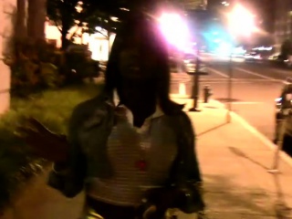 Seductive ebony t-babe we picked up in the streets jerks off