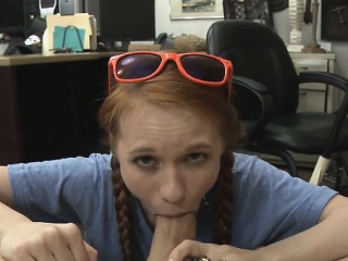 Redheaded Dolly Little In Pawn Shop Office...