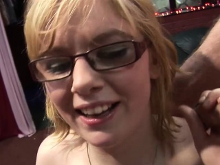 Older Guys Gangbang And Cum Onto Glasses Wearing Teen...