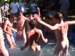 College in an outdoor pool orgy...