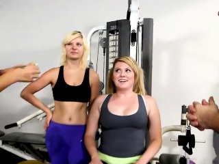 Random Girls Flash Their Nice Perky Titties Gym...