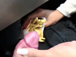 Jerking him off onto her french fries