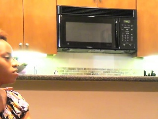 Ebony tgirl gets spitroasted in threesome