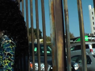 Black trans beauty wanks pierced cock solo