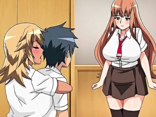 Big meloned anime babe licking fat cock
