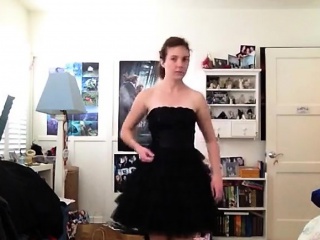 Girl In Dress Strips To Show Bush...