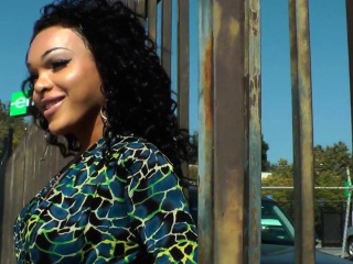Curvy black ts masturbating in solo scene