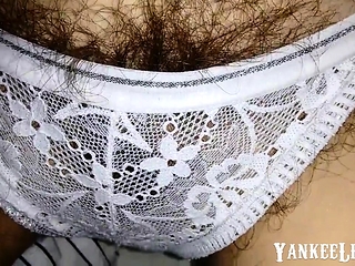 Very Hairy In Transparent White Lingerie...