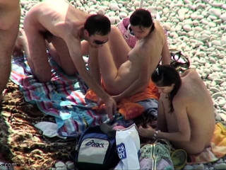 Nude topless beach spy...