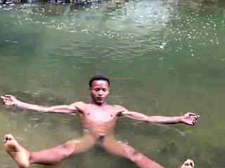Brown Soldier Strips Naked Stream...