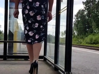 Hannatransa Chastity Crossdresser Outdoors At Train Station...