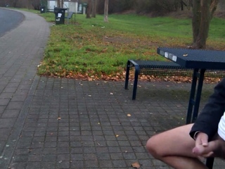 German daddy wanking outdoor...