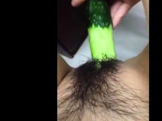 Horney Shape Cucumber As Cock And Fuck Herse...