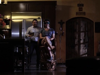 Brunette trans Janie Blade barebacked and spanked by stepdad