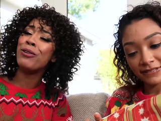 Black stepmom and stepdaughter xmas 3way