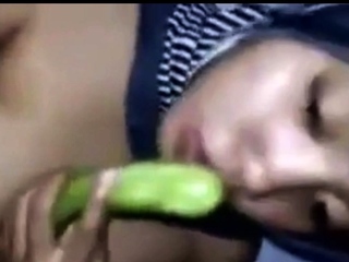 Zina Enjoys Her Veggie Dildo...