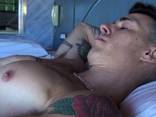 Tattooed boy gets cash to jerk off on camera