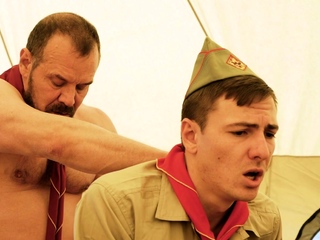 Stern Hairy Daddy Barebacks Hot Innocent Lad In Tent...