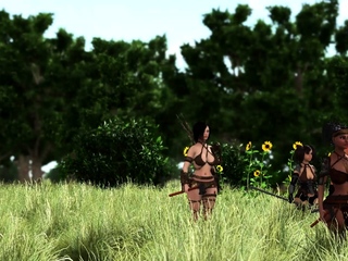 A horny shemale fucks hard a young sexy hottie outdoor