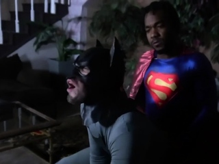 Superman barebacking batman in interracial duo...