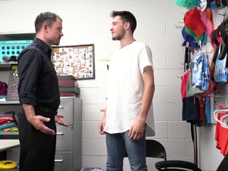Gay LP officer discvering a teen perps ass bareback