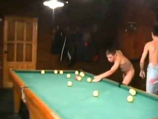 Russian Soldiers Play Pool In Nude...