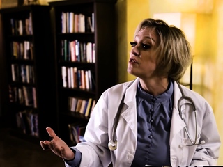 Blonde doctor double teamed by shemales