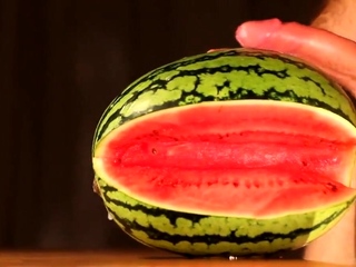 Water melon cum fucking a melon...