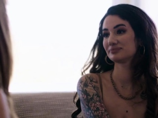 Busty tattooed MILF fucked by TS stepteen