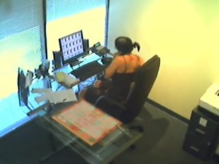 Office slut masturbates