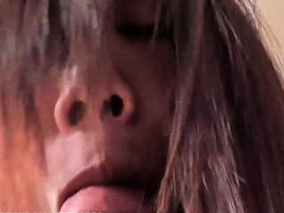 Redhead asian ladyboy in pink panties gets her tiny dick