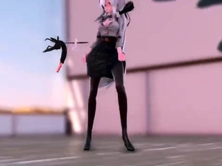 Haku dances and fucks insect on platform