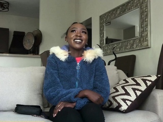 Skinny African girl skips the line