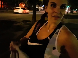 Amateur milf car outdoor handjob