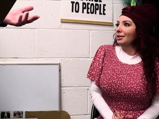 Big titty curly redhead MILF sucks cock at the office