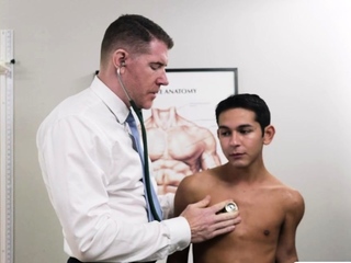 DILF Doctor bareback fucks his Gay patients tight wet ass