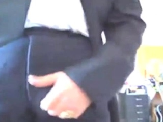 Suited Grandpa Cum On His Pants