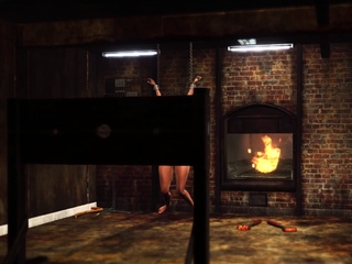 Ball gagged girl in restraints gets fucked hard in basement