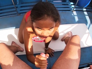 Sizzling Thai teen loved the summer time on cock
