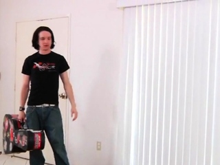 Strapon doms fuck crossdresser in group