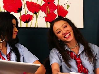 Collegeuniform voyeur babes tease wanker