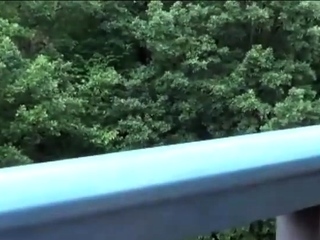 Balcony blowjob from brunette German amateur