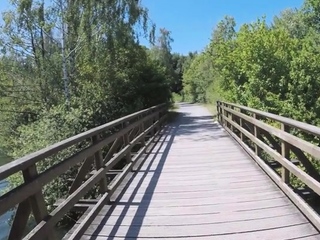 Outdoor sex by the lake with redhead girlfriend POV
