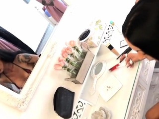 Smoking mature woman with tattoos fucked at home