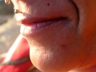 Sex on vacation with a short-haired tourist outdoor